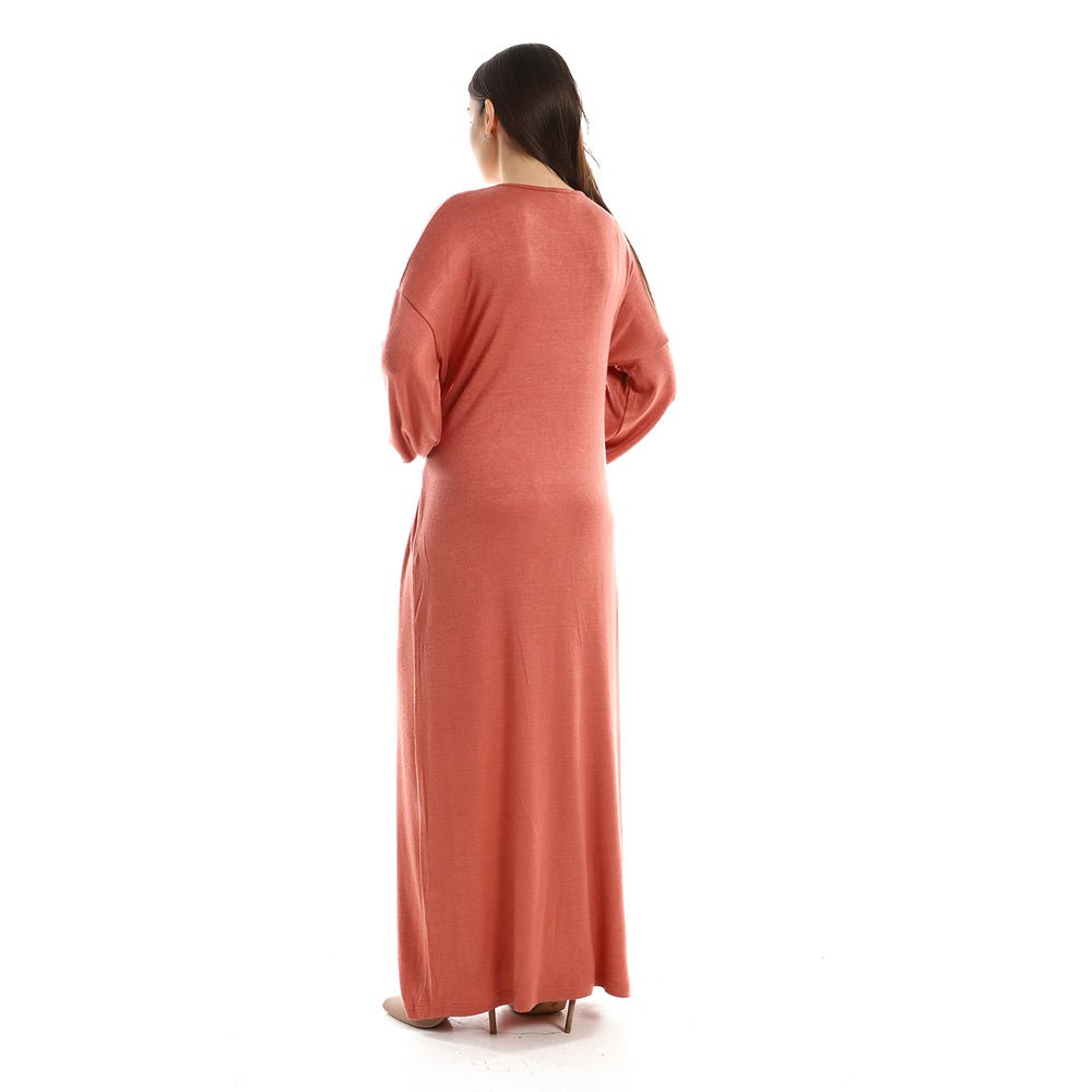 Dress Women's Plain With Sleeves Long And Laces On Waist